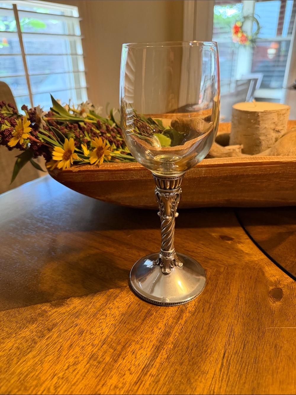 Brighton Classic Silver-Trimmed Clear Wine Glass